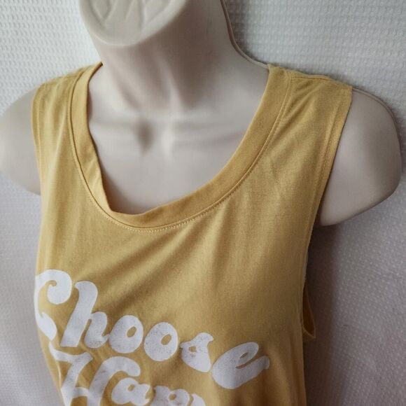 Grayson Threads Tuni Tank Top Women Size XL Yellow 'Choose Happy' Tee Shirt - Picture 3 of 5